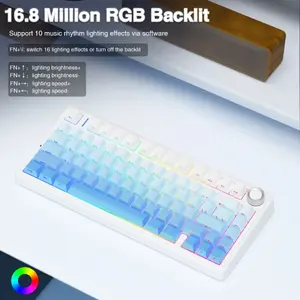 AULA F75 Pro Gasket Mount Mechanical Keyboard Glacier Blue Edition, Compact Layout Design, RGB Lighting Effects, Mechanical Gaming Keyboard