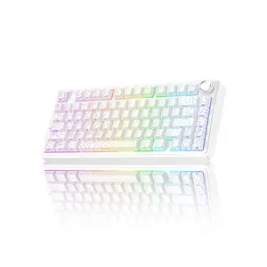 AULA F75 Pro Gasket Mount Mechanical Keyboard White Contour Edition, Compact Layout Design, RGB Lighting Effects, Mechanical Gaming Keyboard