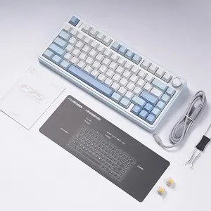 AULA F75 Gasket Mount Mechanical Keyboard Sea Salt Blue Edition, Compact Layout Design, RGB Lighting Effects, Mechanical Gaming Keyboard