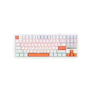 AULA F87 Pro Gasket Mechanical Keyboard White Blue Edition, Gasket Mount Design, RGB Lighting Effects, Compact Mechanical Gaming Keyboard