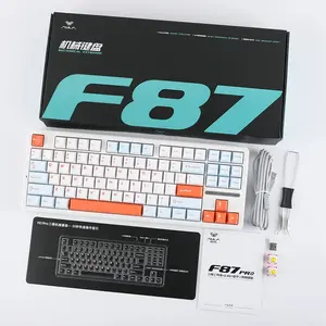 AULA F87 Pro Gasket Mechanical Keyboard White Blue Edition, Gasket Mount Design, RGB Lighting Effects, Compact Mechanical Gaming Keyboard