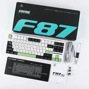 AULA F87 Pro Gasket Mount Mechanical Keyboard White Green Edition, RGB Lighting Effects, Gasket Mount Design, Compact Mechanical Gaming Keyboard