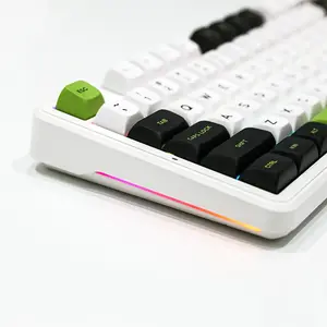AULA F87 Pro Gasket Mount Mechanical Keyboard White Green Edition, RGB Lighting Effects, Gasket Mount Design, Compact Mechanical Gaming Keyboard