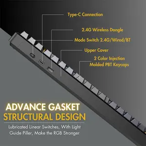 Aula F87 Thunder Black V3 Mechanical Gaming Keyboard, Graywood V3 Switch, Black Dark Blue Orange Design, 87-Key TKL Layout, RGB Backlighting, Tri-Mode Connectivity