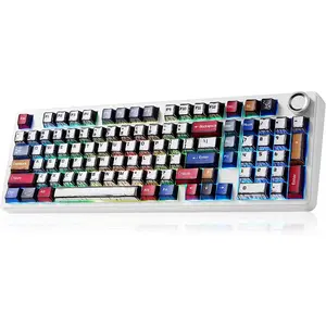 Aula F99 Pro Comic Wireless Mechanical Gaming Keyboard, Comic-Themed Keycaps, Star Vector (Seiya) Switches, 99-Key Compact Layout, Tri-Mode Connectivity, RGB Backlighting, Hot-Swappable Keyboard