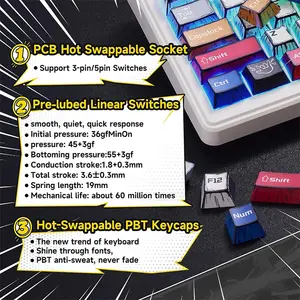 Aula F99 Pro Comic Wireless Mechanical Gaming Keyboard, Comic-Themed Keycaps, Star Vector (Seiya) Switches, 99-Key Compact Layout, Tri-Mode Connectivity, RGB Backlighting, Hot-Swappable Keyboard