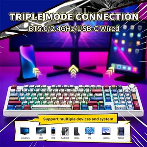 Aula F99 Pro Comic Wireless Mechanical Gaming Keyboard, Comic-Themed Keycaps, Star Vector (Seiya) Switches, 99-Key Compact Layout, Tri-Mode Connectivity, RGB Backlighting, Hot-Swappable Keyboard