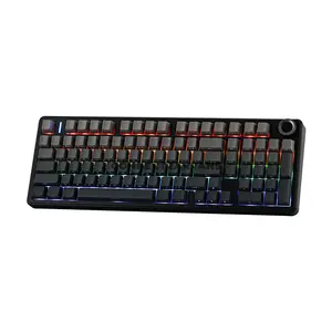 AULA F99 PRO Gradient Grey Side-Engraved Tri-Mode Mechanical Gaming Keyboard, LEOBOG Nimbus Linear Switch V3, 96% 100-Key Gasket Layout, Hot-Swappable, Rotary Knob, RGB, 2.4GHz / Bluetooth 5.0 / USB-C, 8000mAh Battery