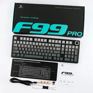 AULA F99 PRO Gradient Grey Side-Engraved Tri-Mode Mechanical Gaming Keyboard, LEOBOG Nimbus Linear Switch V3, 96% 100-Key Gasket Layout, Hot-Swappable, Rotary Knob, RGB, 2.4GHz / Bluetooth 5.0 / USB-C, 8000mAh Battery