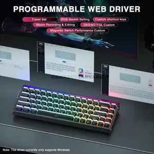 AULA HERO68 HE Black Lighthouse Wired Hall Effect Magnetic Gaming Keyboard, Jade King Magnetic Switch, 65% 68-Key Layout, Hot-Swappable PCB, 8K Polling Rate, Up to 128K Scan Rate, 0.01–3.4mm Adjustable Actuation, RGB