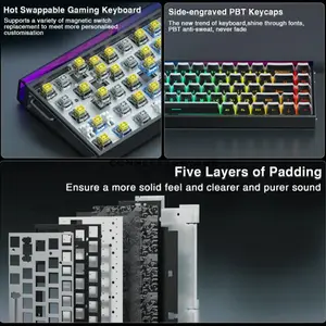 AULA HERO68 HE Black Lighthouse Wired Hall Effect Magnetic Gaming Keyboard, Jade King Magnetic Switch, 65% 68-Key Layout, Hot-Swappable PCB, 8K Polling Rate, Up to 128K Scan Rate, 0.01–3.4mm Adjustable Actuation, RGB