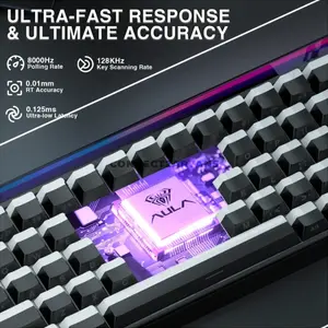 AULA HERO68 HE Black Lighthouse Wired Hall Effect Magnetic Gaming Keyboard, Jade King Magnetic Switch, 65% 68-Key Layout, Hot-Swappable PCB, 8K Polling Rate, Up to 128K Scan Rate, 0.01–3.4mm Adjustable Actuation, RGB