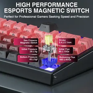 AULA HERO68 HE Gradient Black Red Side-Engraved Wired Hall Effect Magnetic Gaming Keyboard, Dragon King Magnetic Switch, 65% 68-Key Layout, Hot-Swappable PCB, 8K Polling Rate, Up to 128K Scan Rate, 0.01–3.4mm Adjustable Actuation, RGB