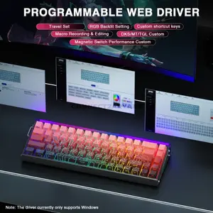AULA HERO68 HE Gradient Black Red Side-Engraved Wired Hall Effect Magnetic Gaming Keyboard, Dragon King Magnetic Switch, 65% 68-Key Layout, Hot-Swappable PCB, 8K Polling Rate, Up to 128K Scan Rate, 0.01–3.4mm Adjustable Actuation, RGB
