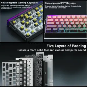 AULA HERO68 HE Gradient Black Red Side-Engraved Wired Hall Effect Magnetic Gaming Keyboard, Dragon King Magnetic Switch, 65% 68-Key Layout, Hot-Swappable PCB, 8K Polling Rate, Up to 128K Scan Rate, 0.01–3.4mm Adjustable Actuation, RGB
