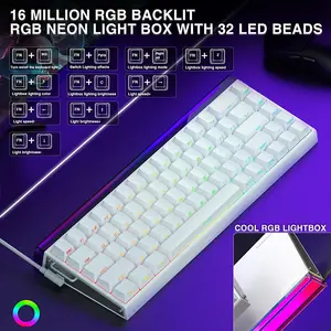 Aula HERO68 White Contour Magnetic Gaming Keyboard, Black King Magnetic Switches, 68-Key Compact Layout, Hall Effect Technology, RGB Backlighting, Esports Gaming Keyboard