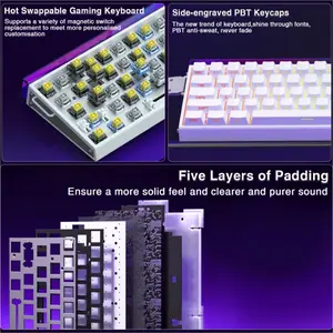 Aula HERO68 Magnetic Gaming Keyboard, Meteor Magnetic Switches, 68-Key Compact Layout, Hall Effect Technology, RGB Backlighting, Esports Gaming Keyboard