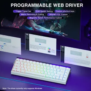 Aula HERO68 Magnetic Gaming Keyboard, Meteor Magnetic Switches, 68-Key Compact Layout, Hall Effect Technology, RGB Backlighting, Esports Gaming Keyboard