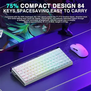 Aula HERO84 White Contour Magnetic Gaming Keyboard, Black King Magnetic Switches, 84-Key Compact Layout, Hall Effect Technology, RGB Backlighting, Esports Gaming Keyboard