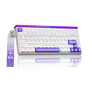 Aula HERO84 White Purple Magnetic Gaming Keyboard, Black King Magnetic Switches, 84-Key Compact Layout, Hall Effect Technology, RGB Backlighting, Esports Gaming Keyboard