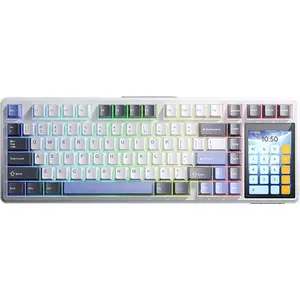Aula L99 Wireless Mechanical Gaming Keyboard Gray Blue White, Cotton Candy Switches, 99-Key Compact Layout, Tri-Mode Connectivity, RGB Backlighting, Hot-Swappable Keyboard