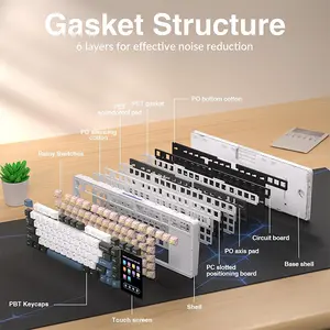 Aula L99 Wireless Mechanical Gaming Keyboard Gray Blue White, Cotton Candy Switches, 99-Key Compact Layout, Tri-Mode Connectivity, RGB Backlighting, Hot-Swappable Keyboard