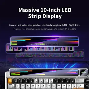 AULA-LEOBOG AMG65 White + Black + Orange Tri-Mode 65% Gasket Mechanical Gaming Keyboard, Silent Cotton Candy Switch, Hot-Swappable, RGB Dot Matrix Screen, 1.14-Inch TFT Display, Bluetooth / 2.4GHz / USB-C, 8000mAh Battery