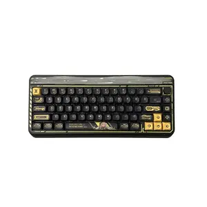 AULA LEOBOG Hi65 Black Tri-Mode 65% Mechanical Gaming Keyboard, Silent Cotton Candy Switch, Gasket-Mounted Design, Hot-Swappable 3/5-Pin PCB, CNC Aluminum Bottom Case, RGB Lighting, Multi-Function Knob, USB-C / 2.4GHz / Bluetooth