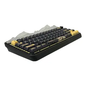 AULA LEOBOG Hi65 Black Tri-Mode 65% Mechanical Gaming Keyboard, Silent Cotton Candy Switch, Gasket-Mounted Design, Hot-Swappable 3/5-Pin PCB, CNC Aluminum Bottom Case, RGB Lighting, Multi-Function Knob, USB-C / 2.4GHz / Bluetooth