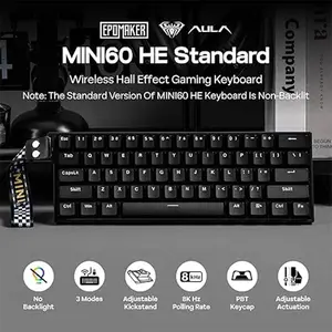 Aula MIN60 HE Magnetic Gaming Keyboard Black, LEOBOG Stormrise / Wind Cloud Magnetic Switches, 60% Compact Layout, Hall Effect Technology, RGB Backlighting, Esports Gaming Keyboard