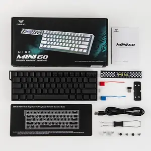 AULA MINI60 HE Pro Black Side-Printed Tri-Mode Hall Effect Magnetic Gaming Keyboard, Stormrise Magnetic Switch, 60% 61-Key Layout, 8K Polling Rate, 128K Scan Rate, 0.125ms Latency, Rapid Trigger, Hot-Swappable, RGB, 4000mAh Battery