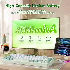 Aula NOVA75 Wireless Mechanical Gaming Keyboard Black, Transparent Keycaps, LEOBOG Dream Sakura Switches, 75% Compact Layout, Tri-Mode Connectivity, RGB Backlighting, Hot-Swappable Keyboard