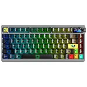 Aula NOVA75 Wireless Mechanical Gaming Keyboard Black, Transparent Keycaps, LEOBOG Dream Sakura Switches, 75% Compact Layout, Tri-Mode Connectivity, RGB Backlighting, Hot-Swappable Keyboard