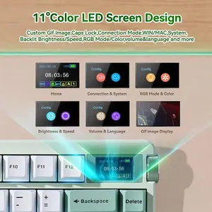 Aula NOVA75 Wireless Mechanical Gaming Keyboard White Gray, Kailh Caramel Latte Switches, 75% Compact Layout, Tri-Mode Connectivity, RGB Backlighting, Hot-Swappable Keyboard