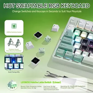 Aula NOVA75 Wireless Mechanical Gaming Keyboard White Gray, Kailh Caramel Latte Switches, 75% Compact Layout, Tri-Mode Connectivity, RGB Backlighting, Hot-Swappable Keyboard