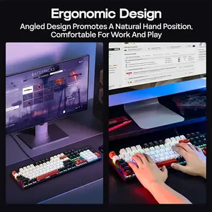 Aula S500 Mechanical Gaming Keyboard Black White Red, Blue Switches, 87-Key Tenkeyless Layout, RGB Backlighting, Full-Key Anti-Ghosting, Wired Gaming Keyboard