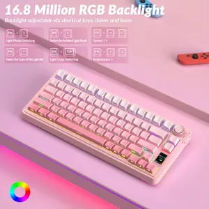 Aula S75 Pro Gradient Pink Wireless Mechanical Gaming Keyboard, Side-Engraved Keycaps, Star Vector (Seiya) Switches, 75% Compact Layout, Tri-Mode Connectivity, RGB Backlighting, Hot-Swappable Keyboard