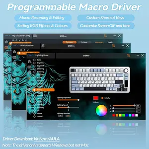 Aula S75 Pro Glacier Blue Wireless Mechanical Gaming Keyboard, Star Vector (Seiya) Switches, Light Blue White Black Purple Design, Tri-Mode Connectivity, RGB Backlighting, Hot-Swappable Keyboard