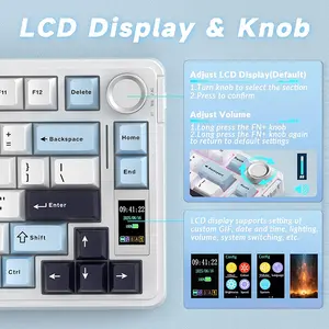 Aula S75 Pro Glacier Blue Wireless Mechanical Gaming Keyboard, Star Vector (Seiya) Switches, Light Blue White Black Purple Design, Tri-Mode Connectivity, RGB Backlighting, Hot-Swappable Keyboard