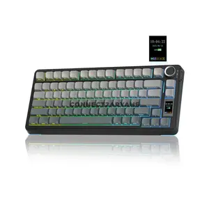 AULA S75 Pro Gradient Grey Wireless Mechanical Gaming Keyboard, 75% 84-Key Layout, Star Vector Linear Switches, Hot-Swappable, Tri-Mode 2.4GHz/Bluetooth/USB-C, Gasket Mount, RGB & Metal Knob AULA Store