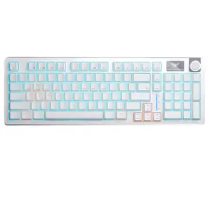 Aula S98 Wireless Mechanical Gaming Keyboard White, Blue/Red Switches, 98-Key Compact Layout, Tri-Mode Connectivity, RGB Backlighting, Hot-Swappable Keyboard