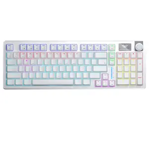 Aula S98 Wireless Mechanical Gaming Keyboard White, Blue/Red Switches, 98-Key Compact Layout, Tri-Mode Connectivity, RGB Backlighting, Hot-Swappable Keyboard