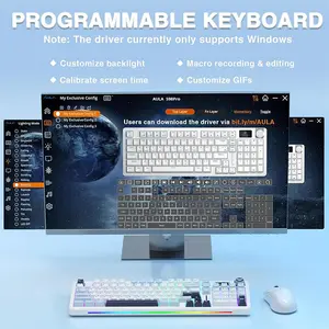 Aula S98 Pro Glacier Blue Wireless Mechanical Gaming Keyboard, Star Vector (Seiya) Switches, Light Blue White Black Purple Design, 98-Key Compact Layout, Tri-Mode Connectivity, RGB Backlighting, Hot-Swappable Keyboard