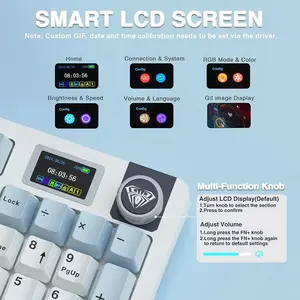 Aula S98 Pro Glacier Blue Wireless Mechanical Gaming Keyboard, Star Vector (Seiya) Switches, Light Blue White Black Purple Design, 98-Key Compact Layout, Tri-Mode Connectivity, RGB Backlighting, Hot-Swappable Keyboard