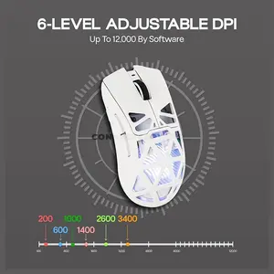 AULA SC620 White Tri-Mode Wireless Gaming Mouse, 67g Lightweight Honeycomb Design, 3311 Sensor Chip, Wired / 2.4GHz / Bluetooth Connectivity, 400mAh Battery, Ergonomic Esports Mouse
