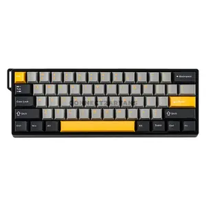 AULA WIN60 HE MAX Grey Yellow Wired Hall Effect Magnetic Gaming Keyboard, Wing Chun Magnetic Switch, 60% 61-Key Layout, 8000Hz Polling Rate, 0.02mm Precision, Rapid Trigger, Hot-Swappable, South-Facing RGB