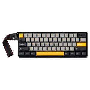 AULA WIN60 HE MAX Grey Yellow Wired Hall Effect Magnetic Gaming Keyboard, Wing Chun Magnetic Switch, 60% 61-Key Layout, 8000Hz Polling Rate, 0.02mm Precision, Rapid Trigger, Hot-Swappable, South-Facing RGB