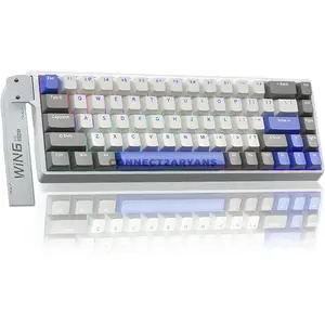 Aula WIN68 HE MAX Magnetic Gaming Keyboard English Version, Light Grey White Blue Design, Wing Chun Magnetic Switches, 68-Key Compact Layout, Hall Effect Technology, RGB Backlighting, Gaming Keyboard