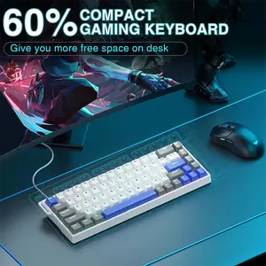 Aula WIN68 HE MAX Magnetic Gaming Keyboard English Version, Light Grey White Blue Design, Wing Chun Magnetic Switches, 68-Key Compact Layout, Hall Effect Technology, RGB Backlighting, Gaming Keyboard