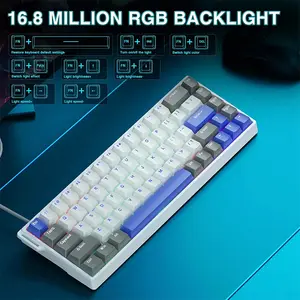 Aula WIN68 HE MAX Magnetic Gaming Keyboard English Version, Light Grey White Blue Design, Wing Chun Magnetic Switches, 68-Key Compact Layout, Hall Effect Technology, RGB Backlighting, Gaming Keyboard